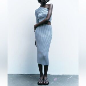 Zara Knit Pencil Midi Skirt